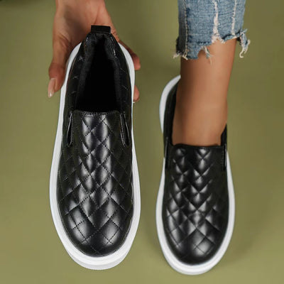 Ins Plaid Flat Shoes Women Platform Leather Shoes