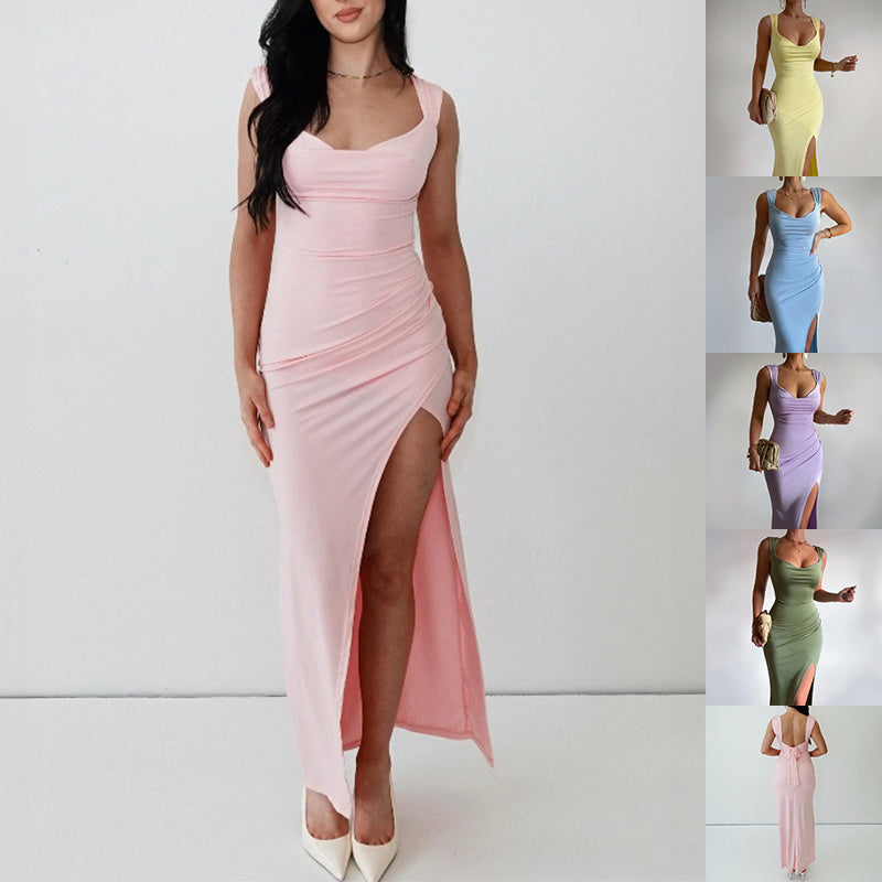 Slim Sleeveless Slit Dress  Fashion Temperament Dresses For Women Clothing